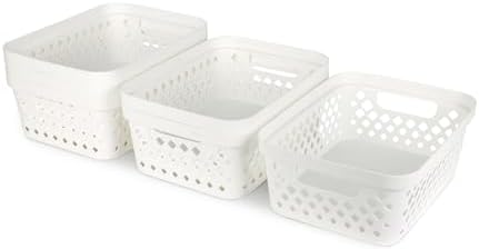 Glad Plastic Storage Basket Set, Value Pack of 6 | Open Storage Bins for Shelves, Bathroom, Pantry, Closet | Nesting Organizer Boxes with Handles, 2 Gallon, White - Image 6