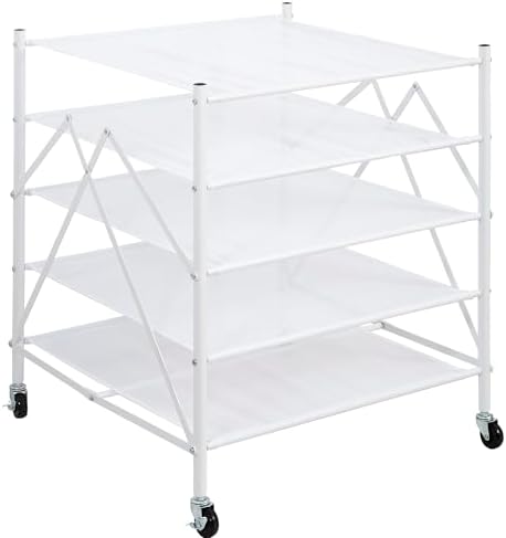 STORAGE MANIAC Sweater Drying Rack, Mesh Clothes Drying Rack, Stackable Laundry Drying Rack, Lay Flat Dryer for Delicates, Portable Dry Rack for Indoor or Outdoor, White, 5 Tier Foldable by STORAGEMANIAC