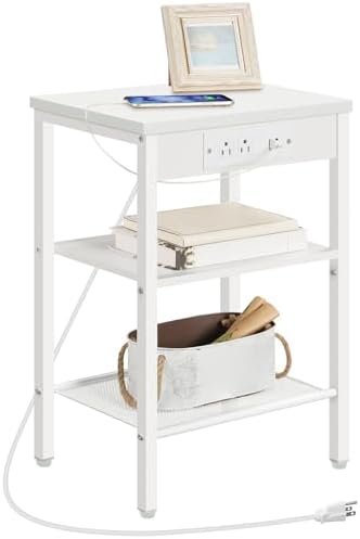 HOOBRO Side Table with Charging Station, Small End Table for Small Space by HOOBRO