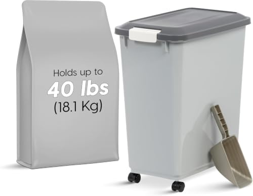 IRIS USA Dog Food Storage Container, Up to 40 lbs, Gray/Dark Gray - Image 3