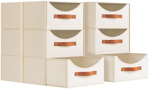 Homsorout Large Closet Storage Bins with Drawer, Fabric Bins for Organization, Collapsible Storage Drawers Organizer for Bedroom, Living Room, 6 Pack, Beige by Homsorout