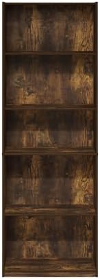 Furinno GEHRY Book Shelf, 5-Tier Bookshelf with Open Shelf, Standing Bookcase with Adjustable Shelves, 11.6 x 24.8 x 71.4, for Living Room, Bedroom, Home Office, Amber Pine - Image 4