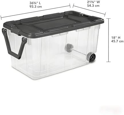 160 Quart Wheeled Stacker, Extra Large Durable Clear Bin, Latch Lid and Pull Handle, Gray, 2 Count - Image 2