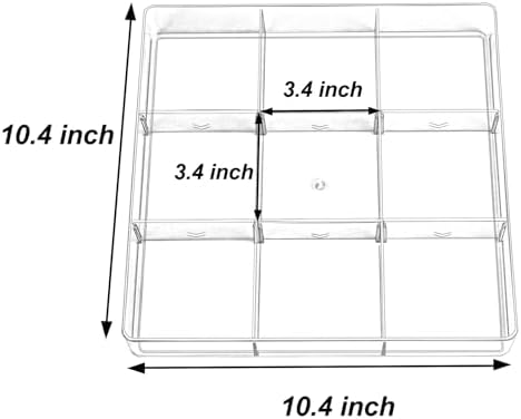 ZEXALOR Adjustable Clear Drawer Organizer, Plastic Drawer Divider Tray with Removable 9 Sections for Desk,Bathroom,Office,Makeup,Junk - Image 5