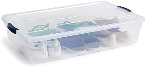 Rubbermaid Cleverstore 42 Quart Stackable Plastic Storage Container Organizer Bin with Latching Lids for Garage, Closet, and Classroom, Clear, 4 Pack - Image 4