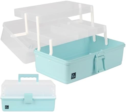 WEWLINE Sewing Storage Organizer Box 13-Inch Art Storage Box Craft Organizer 3-Layers with Handle Craft Art Bin Portable for Home School Office Travel by WEWLINE