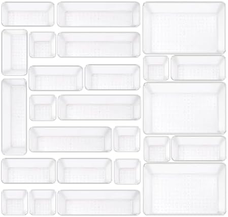 Clear Acrylic Drawer Organizers Set Storage for Makeup, Office Desk Small Vanity Trays for Drawer Bathroom Plastic Make up Organizers 25 Pcs - Image 6