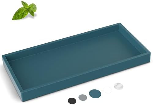 Silicone Vanity Tray - Thickened, Shatterproof Rectangle for Bathroom Counter - Large 10.6 * 5.1 in by EG-SIPRO