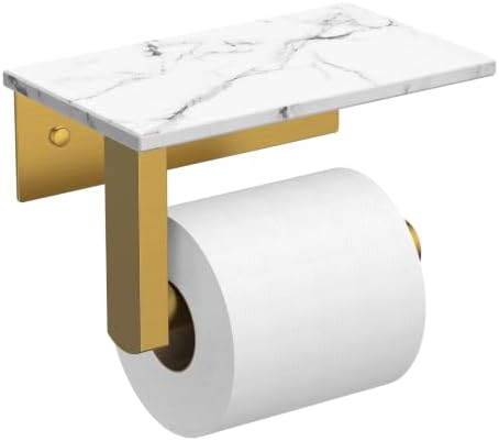 FORIOUS Toilet Paper Holder with Shelf, Natural Marble, Commercial by FORIOUS