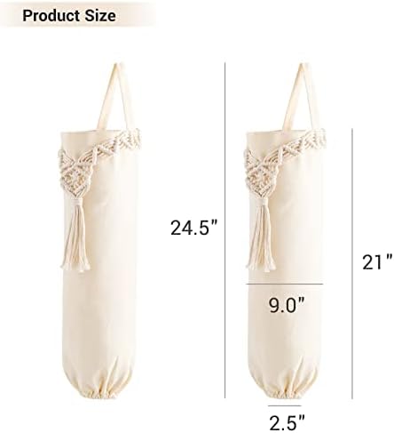 Mkono Plastic Grocery Bag Holder 2 Pack Medium Macrame Boho Trash Dispenser - Image 6