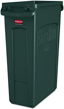 Rubbermaid Commercial Products Slim Jim Trash/Garbage Can with Venting Channels, 23-Gallon, Green, for Kitchen/Office/Workspace by RubbermaidCommercialProducts