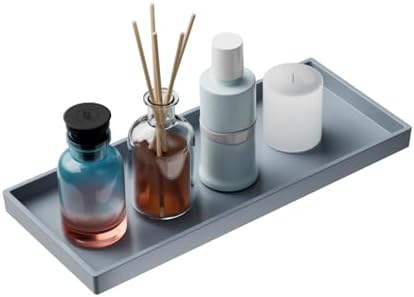 Vanity and Bathroom Tray, 11.8" ABS Countertop Organizer,Waterproof Vanity Tray for Toilet Tank,Perfume,Soap,Keys,Bathroom Accessories,Kitchen and Bath Trays,Non Slip Small Trays,Gray by Unknown