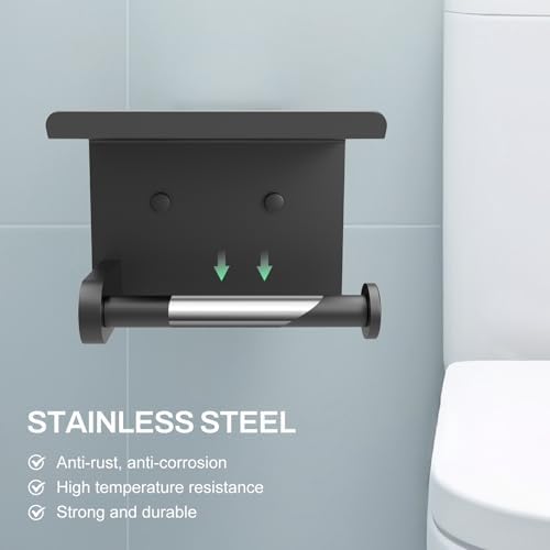 SetSail Toilet Paper Holder with Shelf Adhesive or Screw-in Matte Black - Image 2