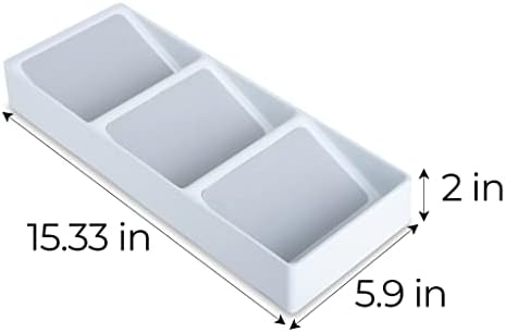 Smart Design 3 Section Plastic Spice Rack Drawer - Non-Slip Lining and Feet - BPA Free - Seasoning Jars, Makeup Storage, Countertop Bottle Tray, 3 Tier - Pantry Kitchen Organizer - White with Gray - Image 3