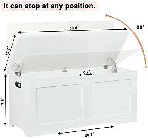 Timberer 39.4" Storage Chest, Wooden Storage Bench, Lift Top Toy Chest - Image 3