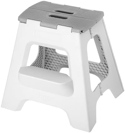 Vigar Compact Folding Step Stool, Gray, 16 Inch 2 Step Foldable by VIGAR