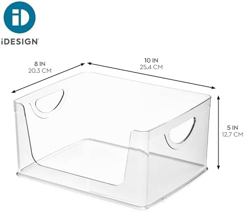 iDesign Stackable Open-Front Storage Bins with Handles, Set of 4, Clear - Image 4