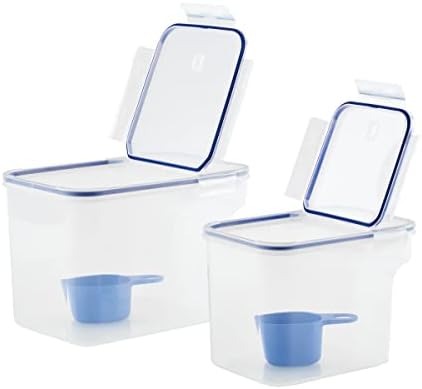 LocknLock Easy Essentials Food Storage Container and Scoop Set/Food Storage Bin Set, BPA-free/Dishwasher Safe, 4 Piece - Clear - Image 3
