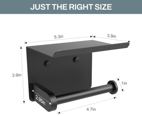 SetSail Toilet Paper Holder with Shelf Adhesive or Screw-in Matte Black - Image 3