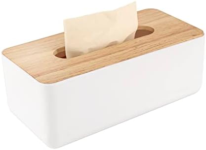 Wood Tissue Box Cover Gloves Box Holder Wooden Rectangular Tissue Box Holder for Storage on Bathroom Vanity, Countertop, Bedroom Dresser (Large(10.2 x 5.1 x 4.5)) by pojah