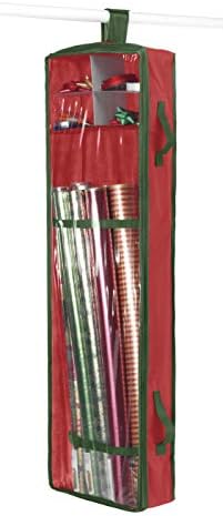 Whitmor Christmas & Holiday Gift Wrap Organizer - Holds 30 inch rolls - Stripe, Red by Whitmor