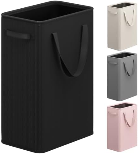 Optish 75L Slim Laundry Hamper, Large Laundry Basket With Handles, Black Narrow Laundry Basket for Dorm, Bedroom, Living Room, Collapsible Laundry Hamper by Optish