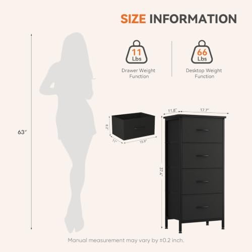 Sweetcrispy Dresser for Bedroom, 4 Drawer Storage Cabinet, Tall Nightstand - Image 3