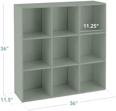 Best Choice Products Kids Bookcase 9-Cube Storage Organizer, 11in Shelf Opening, Bookshelf, Toy Storage, Customizable w/ 3 Removable Back Panels – Sage - Image 2