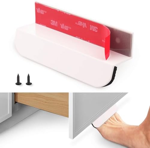 RVPEKUPE 1-Pack Under Cabinet Foot Pull for Trash Drawer, White 4" by RVPEKUPE