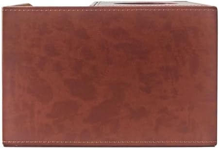PU Leather Square Tissue Box Cover,Multifunctional Tissue Box Holder,Tissue Box with Storage,Tissue and Remote Control Holder,Tissue Box Decorative Desk Organizer for Home&Office,Brown - Image 4