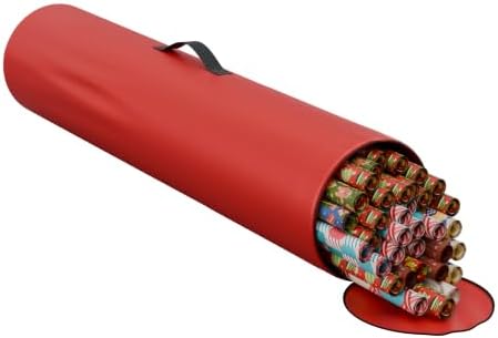 Wrapping Paper Storage Bag | Wrapping Paper Organizer Under Bed for Storing Multiple Rolls of Gift Wrap, 40” Length Container Constructed of Durable 600D Oxford Material (Red) by Primode