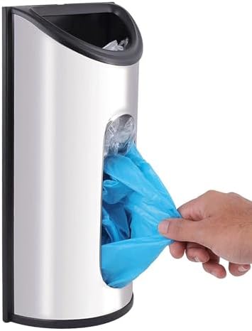 Magnetic Wall Mounted Trash Bag Holder, Grocery Bag Holder Stainless Steel Kitchen Trash Bag Organizer Anti-Fingerprints Magnet and Scraw for Kitchen Garage Barn Storage Room by TKGKHK