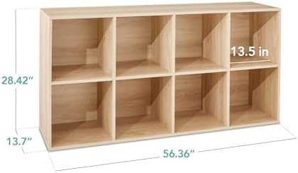 Best Choice Products 8-Cube Storage Organizer, 13.5in Shelf Opening, Bookcase, Display Shelf, Customizable w/ 2 Removable Back Panels – Light Oak - Image 2