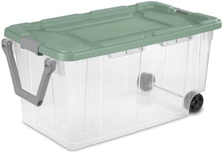 Extra Large Storage Bin, 40 Gallon Wheeled Plastic Storage Container with Handle,Pack of 2 (Clear/Green) - Image 2