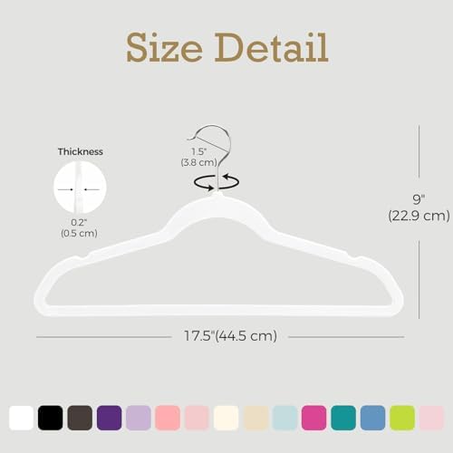 HOUSE DAY White Velvet Hangers 120 Pack, Premium Non Slip Clothes Hanger - Image 5