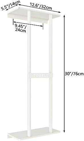 STWWO Wall Towel Rack for Rolled Towels, Towel Storage for Small Bathroom Can Holds 6 Large Towels, 30 inch Towel Racks with Shelf, White - Image 6