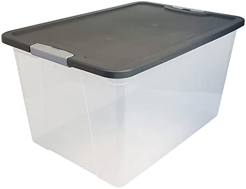 HOMZ Clear Plastic Storage Bin with Secure Latching Gray Lid, 64 Qt, 2 Pack - Image 4