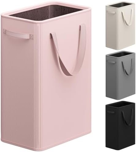 Optish 75L Pink Slim Laundry Hamper, Large Laundry Basket with Handles, Baby Hamper for Nursery, Dorm, Bedroom, Living Room, Collapsible Laundry Basket by Optish