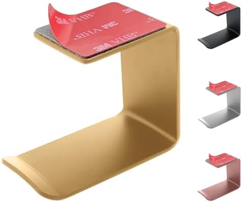 Aluminum Under-Desk Headphone Hanger with Strong Adhesive (1 Pack, Gold) by MtJun