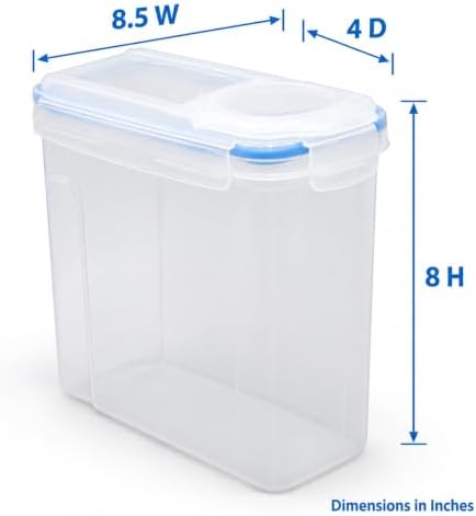 Basicwise Small BPA-Free Plastic Food Cereal Containers with Airtight Spout Lid, Set of 2, Clear - Image 4