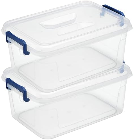 Tribello Plastic Storage Bins with Lids, Clear Stackable Storage Containers - 9.5 Qt - 2 Pack by Tribello