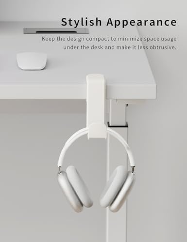 Headphone Hook Under Desk Holder 360-Degree Adjustable Rotation, White - Image 6
