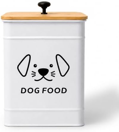 Dog Food Storage Container 6.7"W x 9.3"H Airtight Metal Canister by Lunacturient