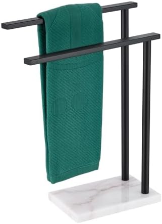 Towel Racks Matte Black Free Standing 2-Tier Hand Towel Holder for Bathroom Vanity Countertop with Thicken Steady Marble Base, Stainless Steel AN7003MB by AONEON