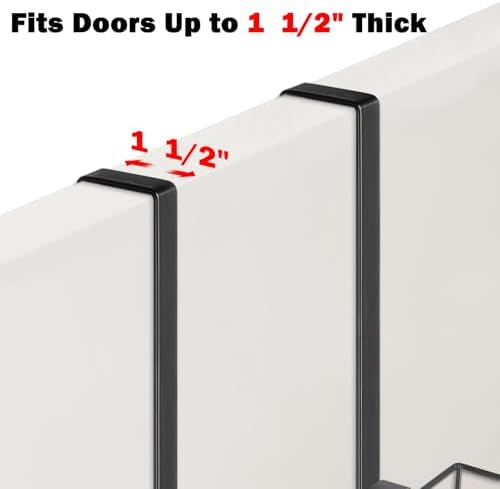 Over The Door Towel Racks, No Drill Towel Storage with Basket & Hooks, Space-Saving Multi-Functional Towel Holder for Bathrooms, bedrooms, Apartments, RVs (Matte Black, 5 Tier) - Image 5