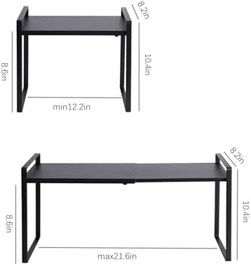 Expandable Cabinet Shelf Organizer Riser for Kitchen Pantry Cupboard Under Sink Countertop (black, 8.2’’D * 12.2-21.6’’W * 10.4’’H) - Image 2