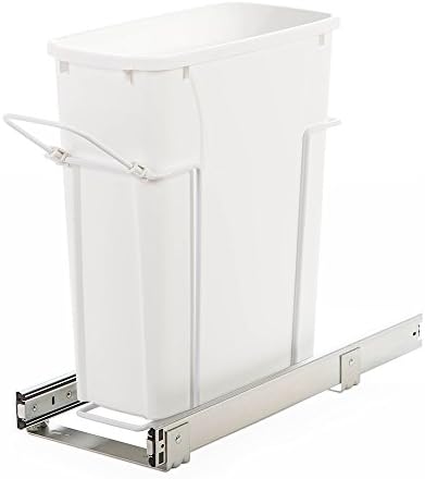 Knape & Vogt SBM9-1-20WH 8.38 in. W x 20 in. D x 17.31 in. H In Cabinet Pull-Out Bottom Mount 20qt Trash Can by KnapeVogt