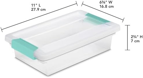 Sterilite Small Clip Box, Stackable Small Storage Bin with Latching Lid, Plastic Container to Organize Office, Crafts, Clear Base and Lid, (Pack of 6) - Image 3