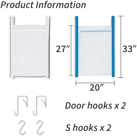 Over Door Large Mesh Laundry Hamper Bag, 2 Pcs Washable Laundry Basket for Bedroom/Dorm/Bathroom - Image 3