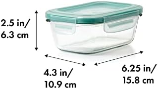 OXO Glass Food Storage Container, Rectangle, 1.6 Cup | Smart Seal | Leakproof | Pack of 2 - Image 2
